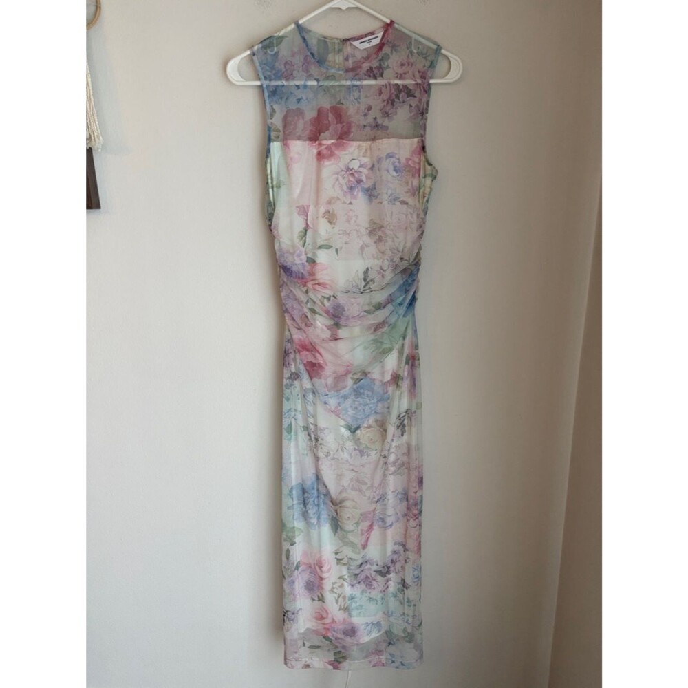 Amanda Uprichard Lyle Sheer Floral Midi rouged pastel Dress Womens MD bridal EUC - Picture 5 of 16
